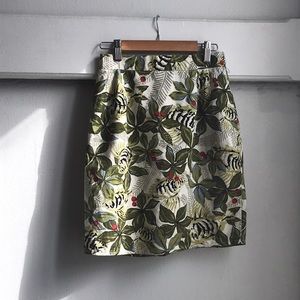 Leaf print mini skirt